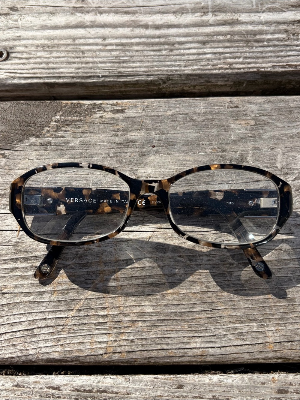 Versace MOD. 3135-B 876 Brown Marble Rectangle Eyeglasses Frames 51-16 135 Italy